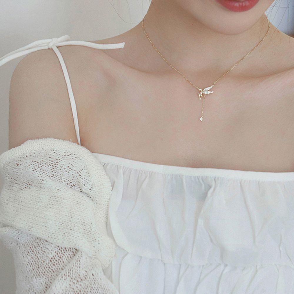 AROMA Vòng cổ Mặt Ngôi Sao Thiên Thần Đính Đá Sang Trọng