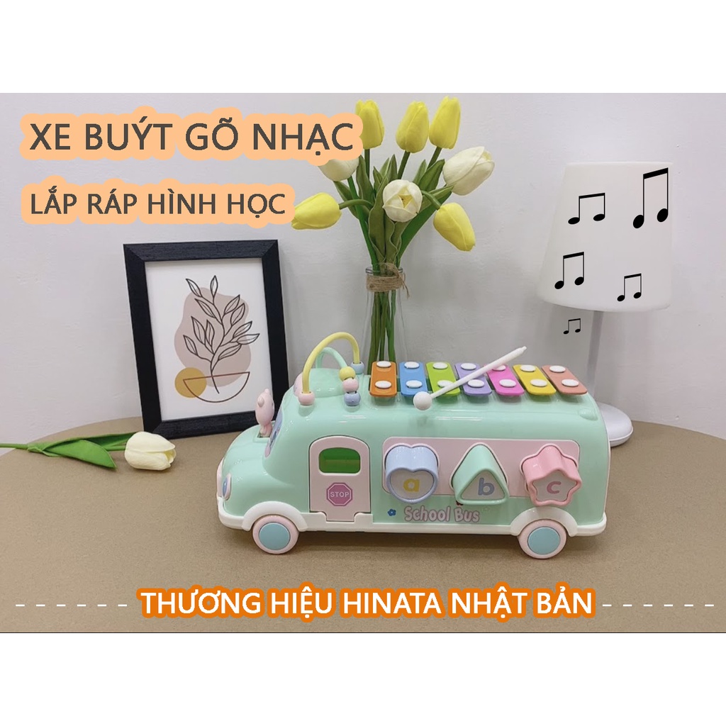 Xe buýt Piano 7 nốt nhạc HINATA - Bé tập lắp ráp khối hình học DC55