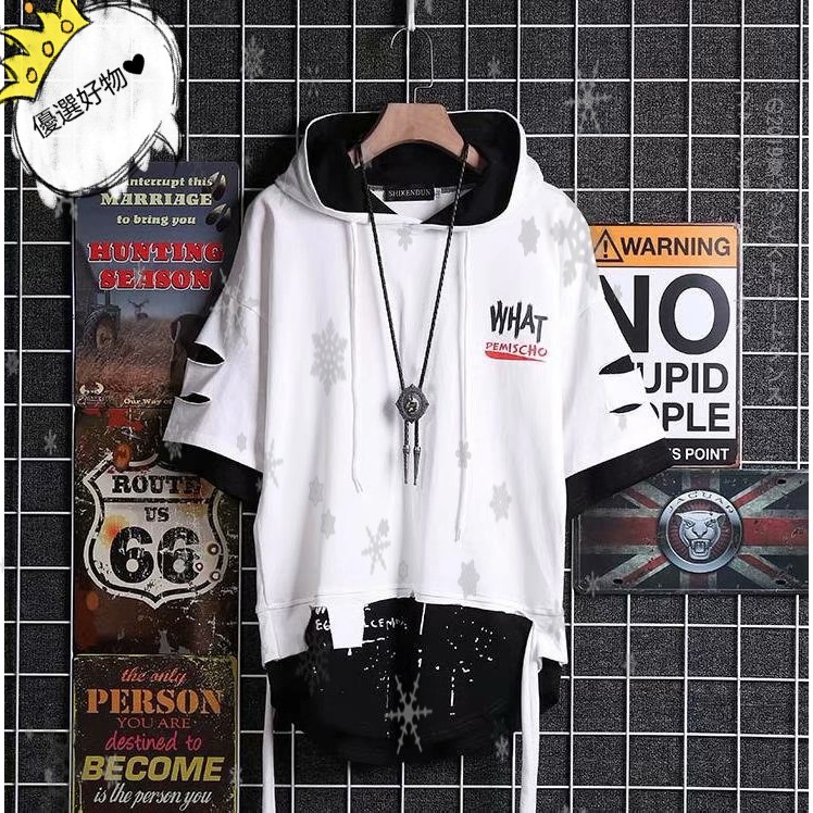 Áo Hoodie Tay Ngắn Phong Cách Hiphop Cho Nam