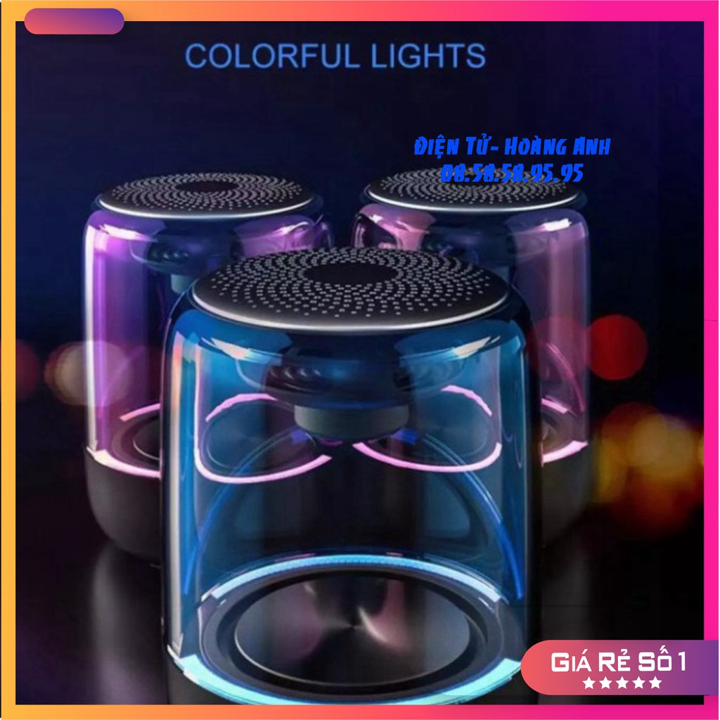 Loa Bluetooth Trên Dưới Trong Suốt Yayusi C7 âm thành vòm 6D âm bass trầm led RGB 1000mAh