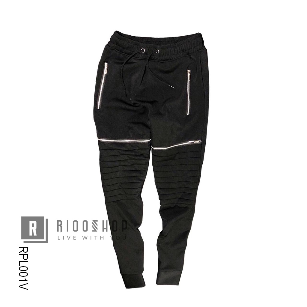 Quần dài nam jogger thun lạnh cao cấp phối dây kéo RPL001 - quần thun nam đẹp Riooshop