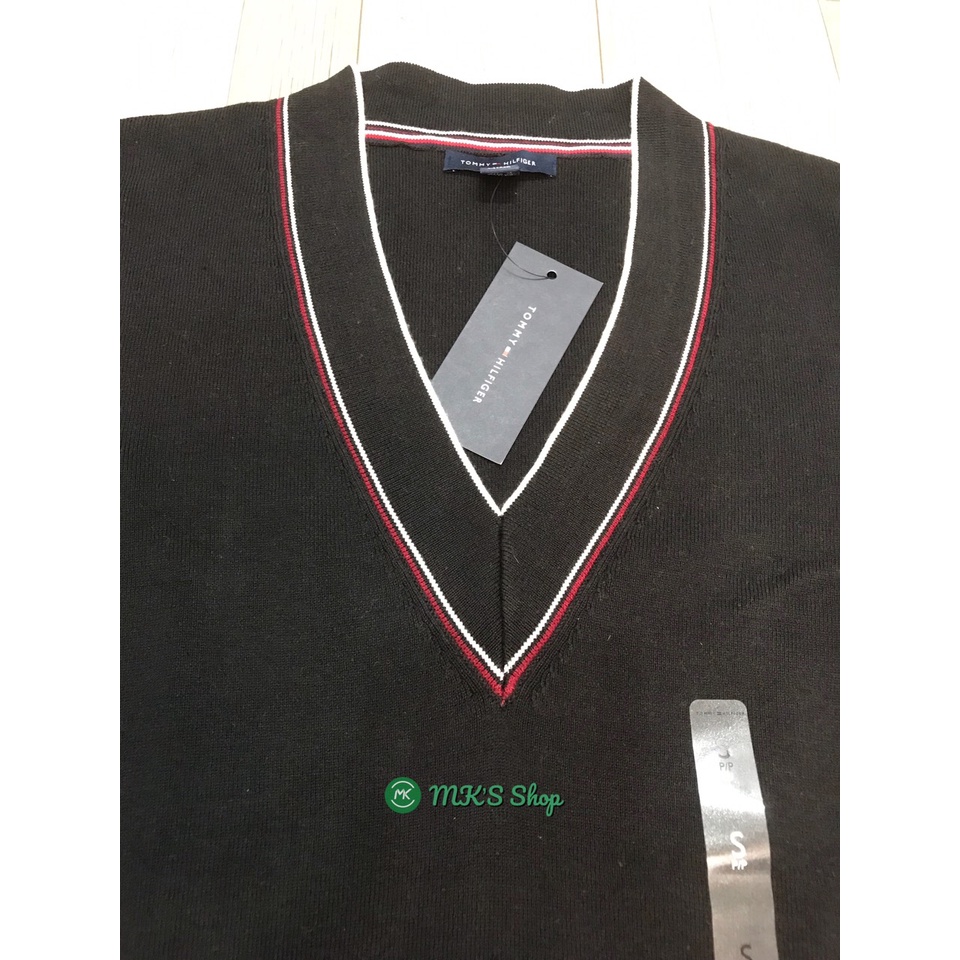ÁO THUN NỮ TOMMY TAY DÀI LEN MÀU ĐEN - SIZE S