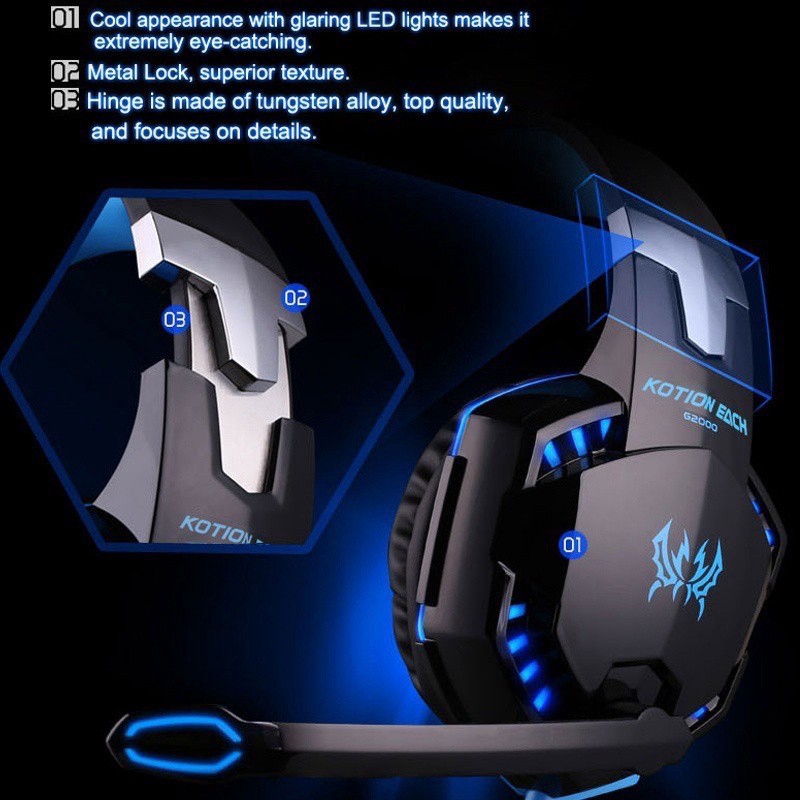 Nghe Rõ Từng Bước Chân Tai nghe gaming chụp tai (Headphone Gaming) KOTION EACH G2000 cho game thủ