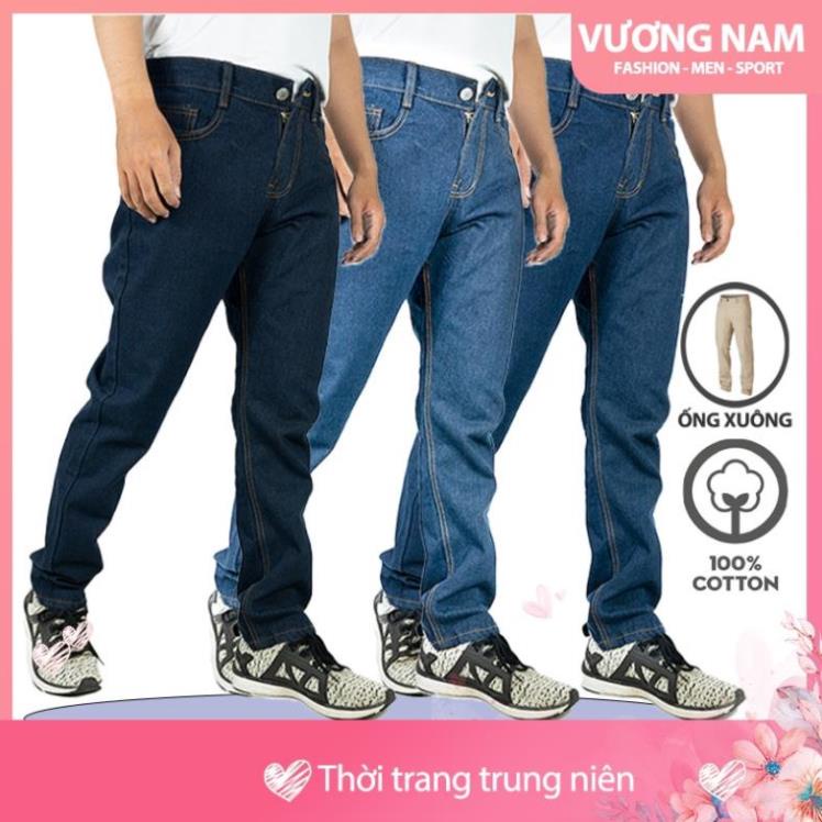 Quần jean nam ống suông trung niên chất bò trơn đẹp big size VN28J ❕ Đẹp