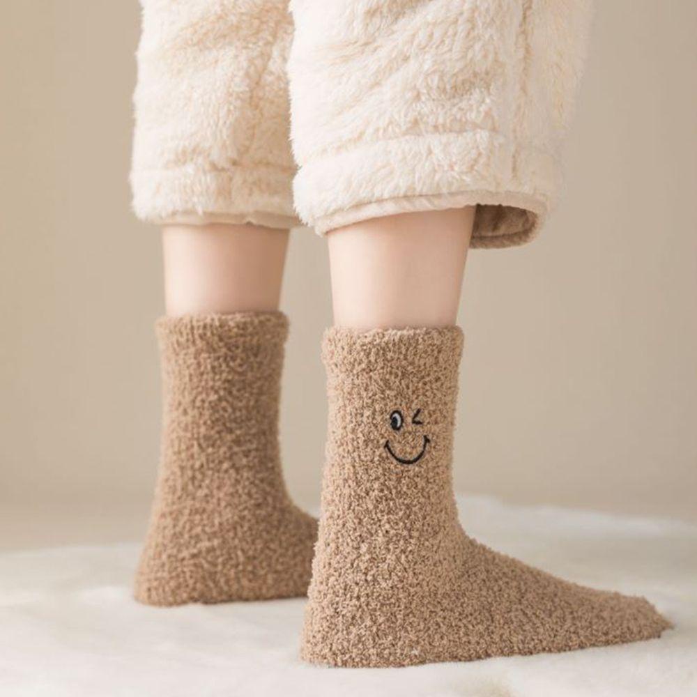 AROMA Đôi Vớ Thêu HìNh MặT CườI Dễ Thương ThờI Trang Cho Nữ