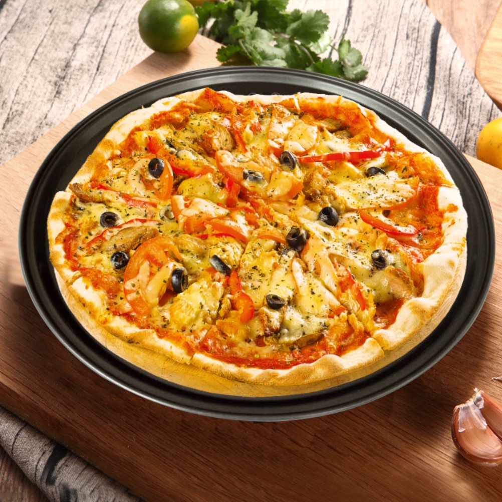 32CM Non-stick Pizza Pan Pizza Tray Round Pizza Baking Tray Strong Baking Tool burang