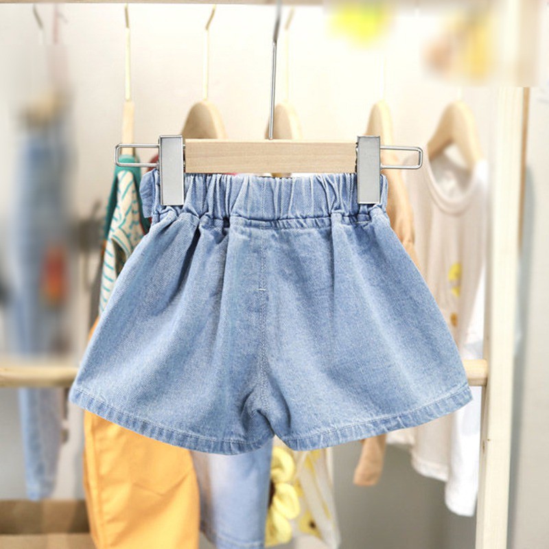Quần short bé gái vải denim mỏng thời trang mùa hè phong cách Hàn Quốc