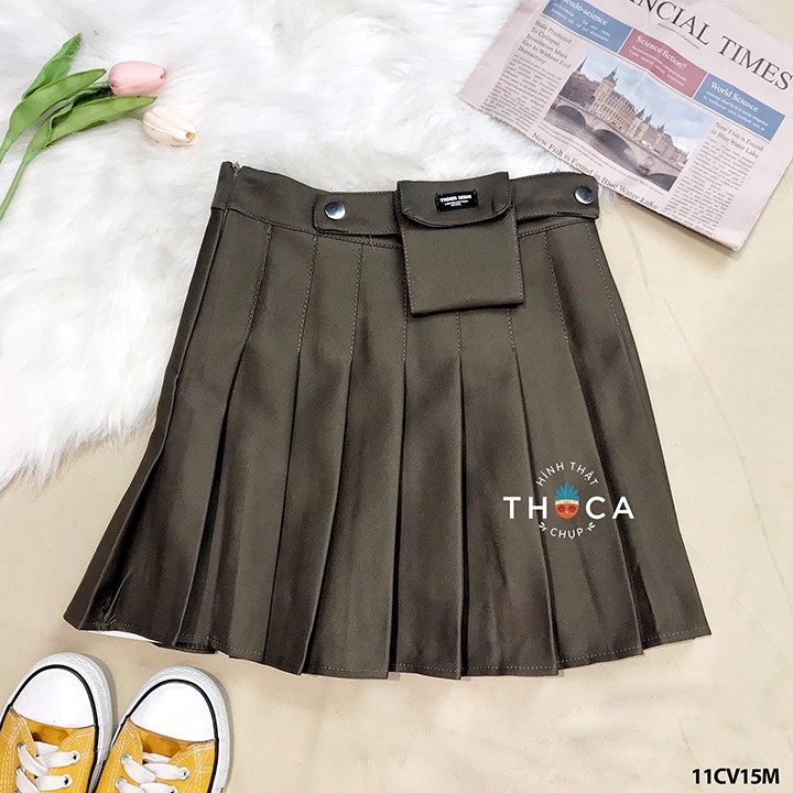 Chân váy xếp ly túi logo THOCA HOUSE trẻ trung, năng động cho nữ sinh, tôn dáng, tôn chân dài | BigBuy360 - bigbuy360.vn