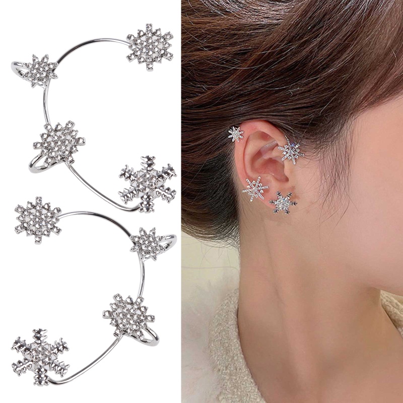 Khuyên Vành Tai Hình Bông Tuyết Đính Đá Thời Trang