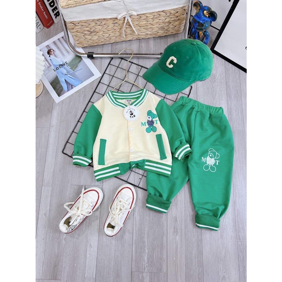 Bộ bé trai, Set bộ dài tay da cá micke.y tặng kèm mũ B0117