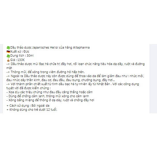 Dầu thảo dược Japanisches Heilol của hãng Altapharma
