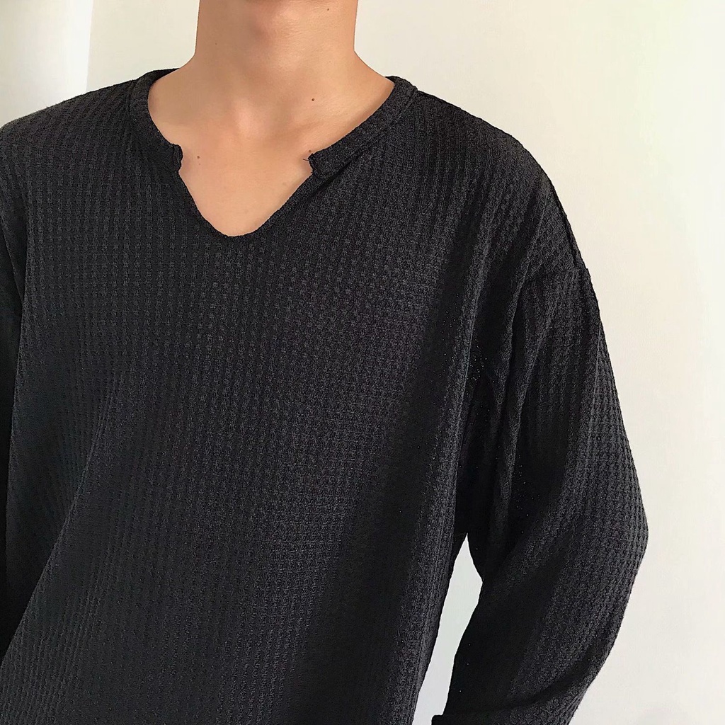 Áo Hoodie Tay Dài Cổ Chữ V Dáng Rộng Phong Cách Hàn Quốc Dành Cho Nam Nữ