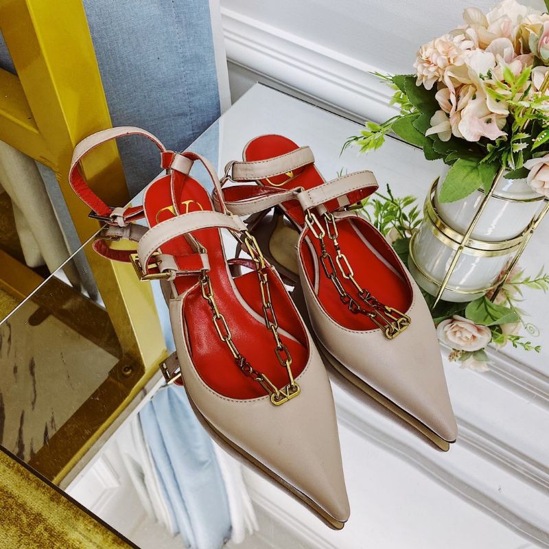 giày cao gót nữ da thật mũi nhọn gót 3,5cm Valentino