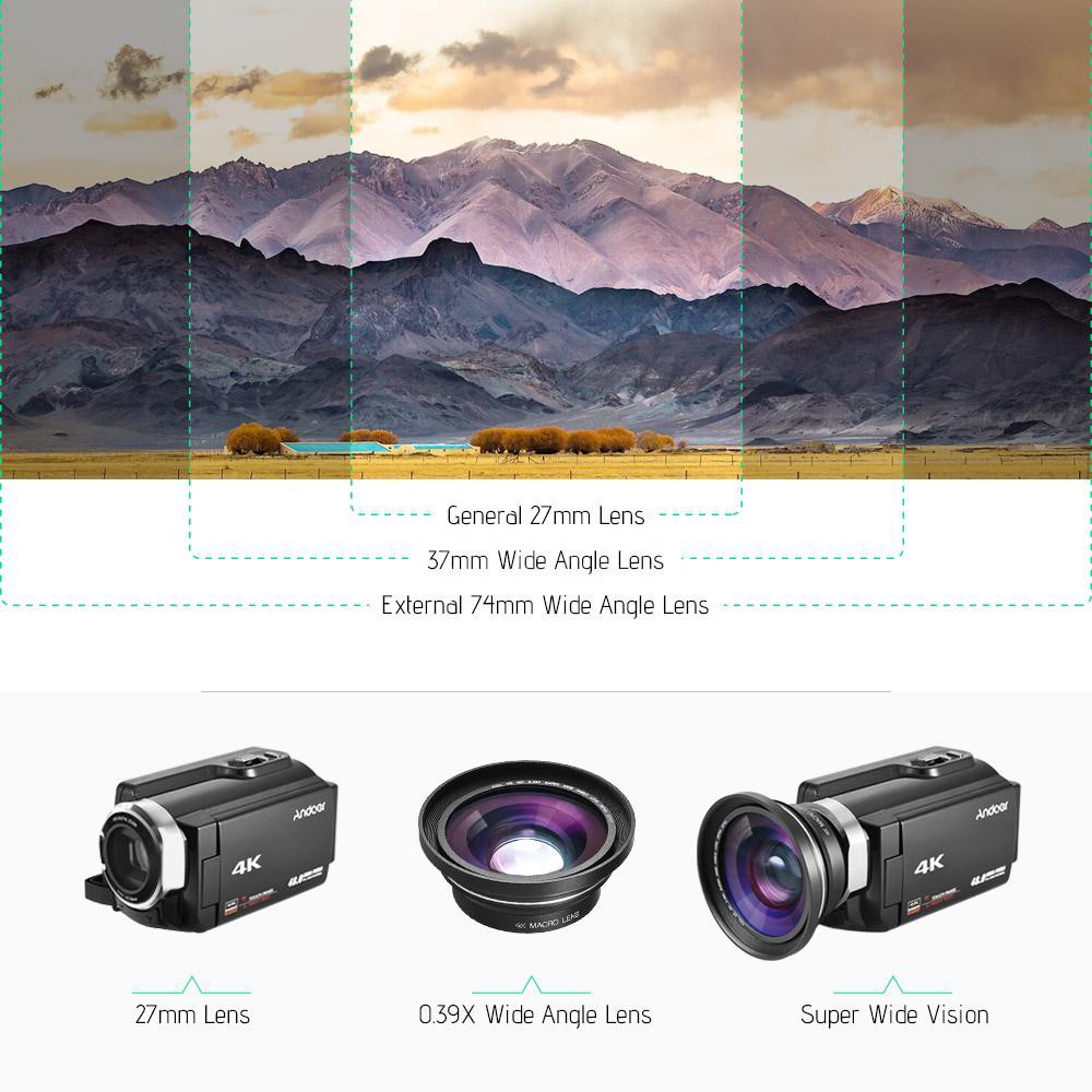 Ống kính macro góc rộng Full HD 30 mm 37mm 0,39X cho máy quay video kỹ thuật số Ordro Andoer