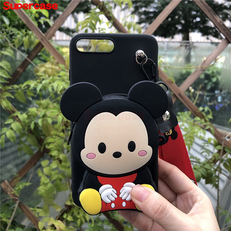 Ốp điện thoại kiểu ví hình Doraemon Hello Kitty Mickey Stitch cho Samsung Galaxy S8+ S8 Plus S7 S6 Edge