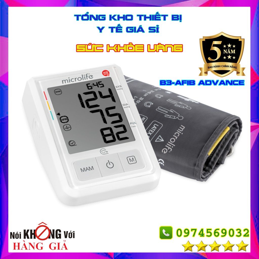 MÁY ĐO HUYẾT ÁP BẮP TAY - MICROLIFE B3 AFIB ADVANCE - HÀNG CHÍNH HÃNG - BẢO HÀNH 05 NĂM