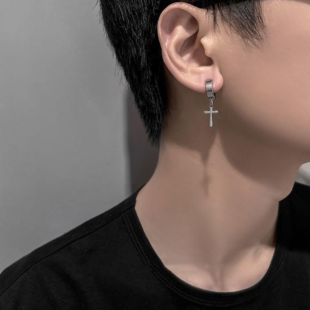 FORBETTER Bông Tai Dạng Kẹp Hình Thánh Giá Bằng Thép Không Gỉ Phong Cách Hip Hop Thời Trang Cho Nam Và Nữ