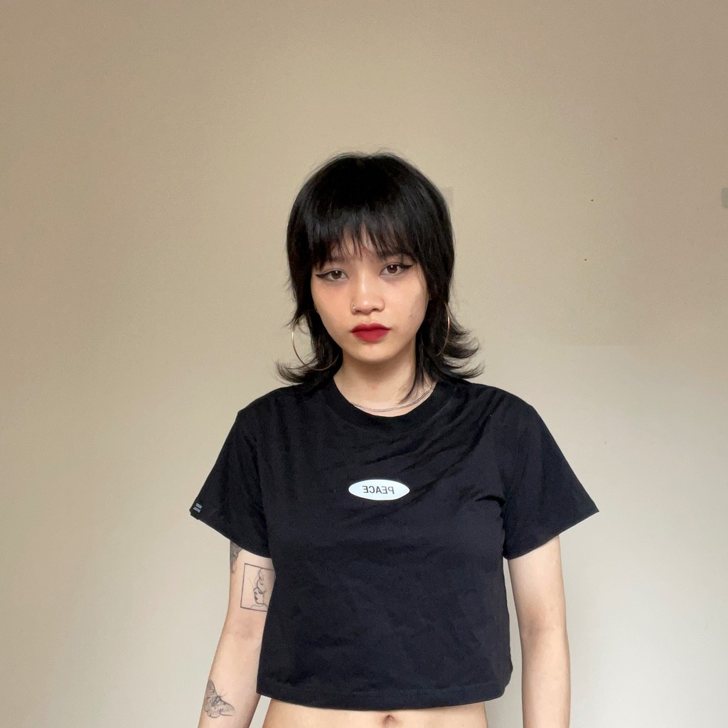Áo Croptop WEARIT croptop nữ chất liệu cotton co dãn 4 chiều thoáng mát PEACE