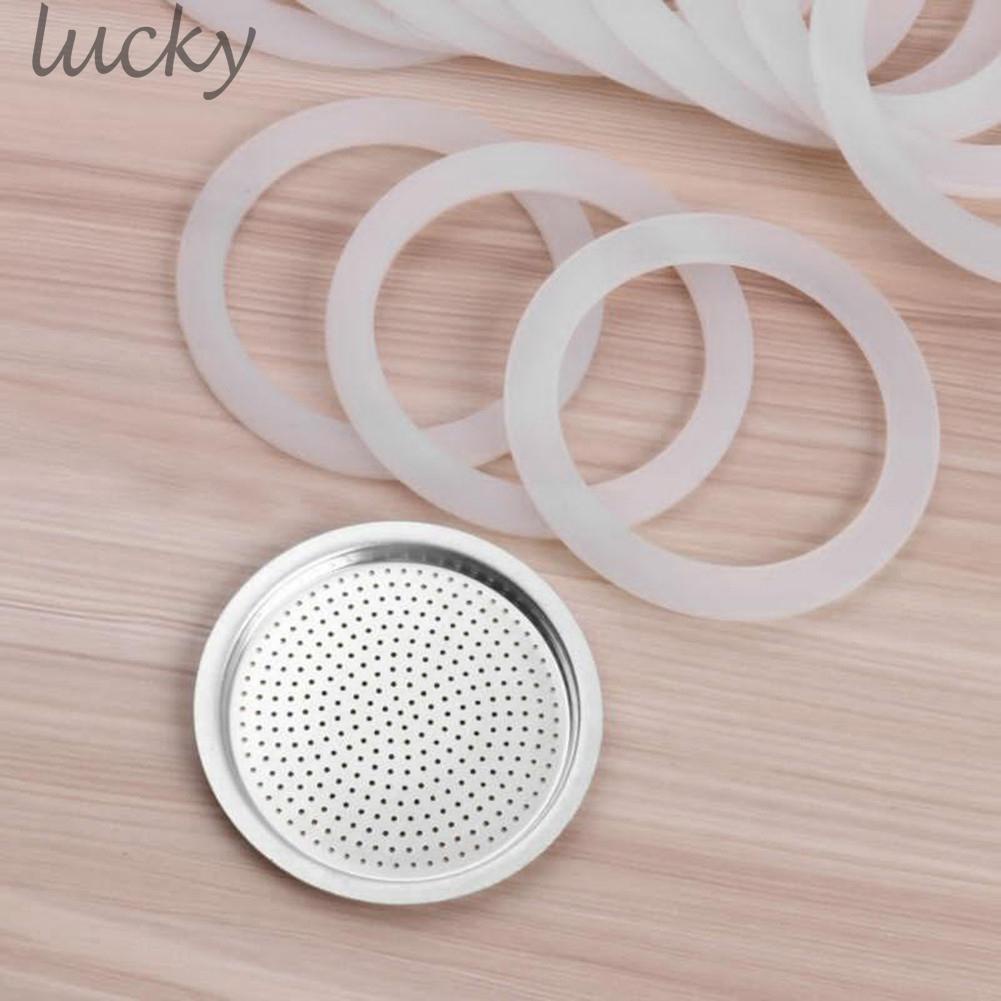 LUCKY~3 Silicone Seals And 1 Aluminum Filter For Espresso Pot Moka Pot Accessories cXnTsm FQHKIx#Ready Stock