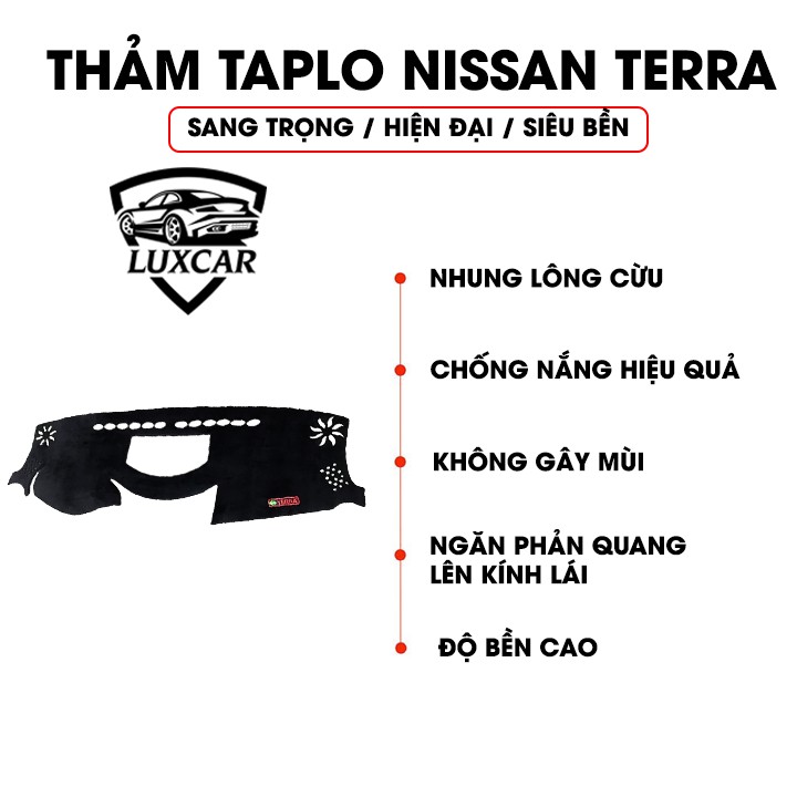 Thảm Taplo Nhung Lông Cừu LUXCAR Xe NISSAN TERRA 2019 - Đế cao su chống trượt