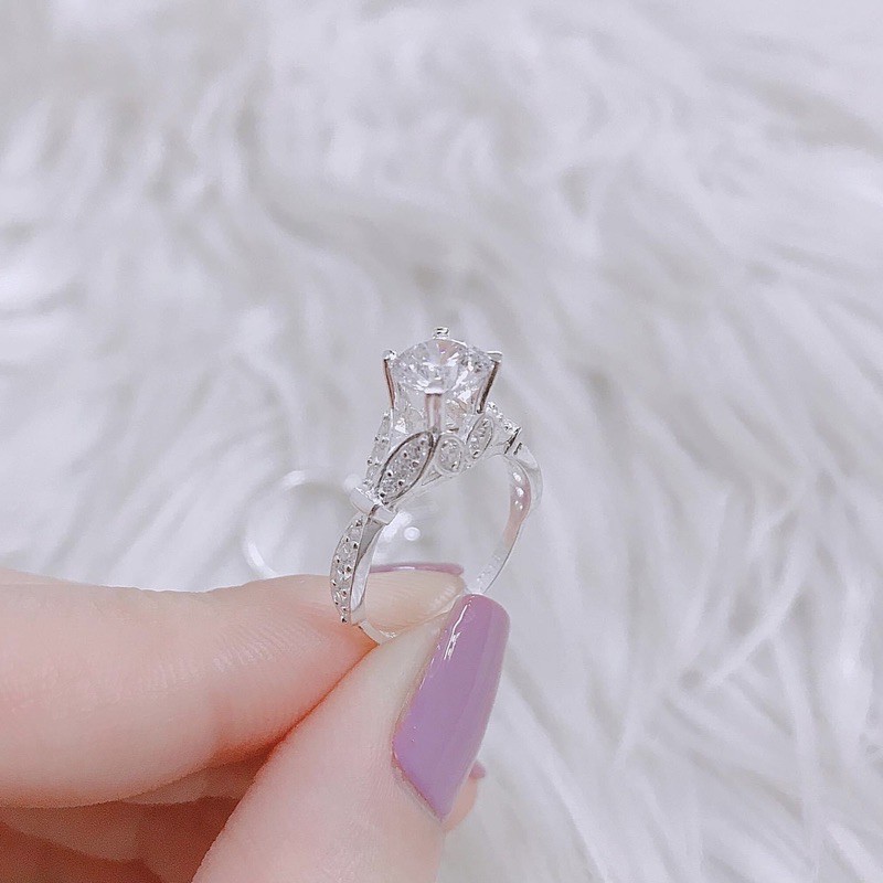 Nhẫn nữ Bạc ta đá cao , dày dặn , sáng bóng , kiểu dáng sang chảnh - Vàng Bạc Khải Khải