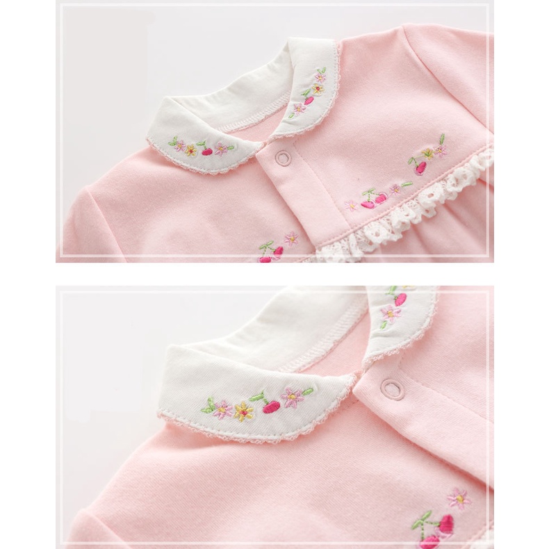 Áo Liền Quần Tay Dài Bằng Cotton Thời Trang Dành Cho Bé Gái 0-1 - 2-3 Tuổi 2318