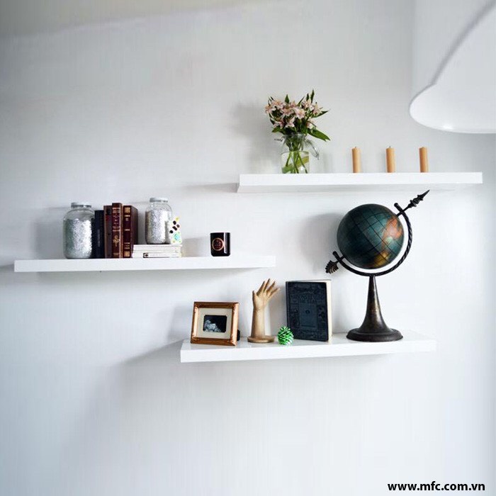 Kệ gỗ gắn tường, thanh ngang trang trí decor  giấu chân loại 1,dài 60 x 15cm. kèm phụ kiện GIÁ XƯỞNG