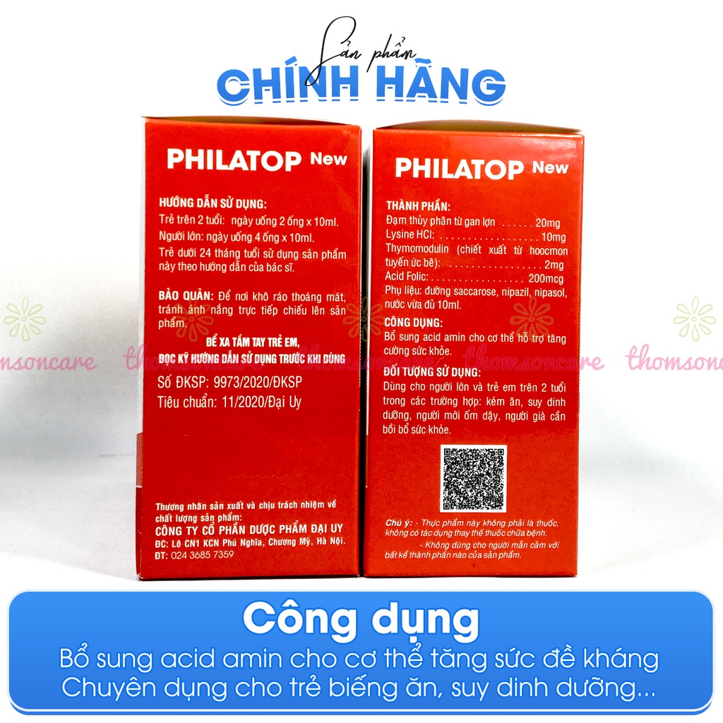 Philatop con hươu hộp 20 ống - dùng cho trẻ biếng ăn, chậm lớn, người già, tăng sức đề kháng, bổ sung chất đạm