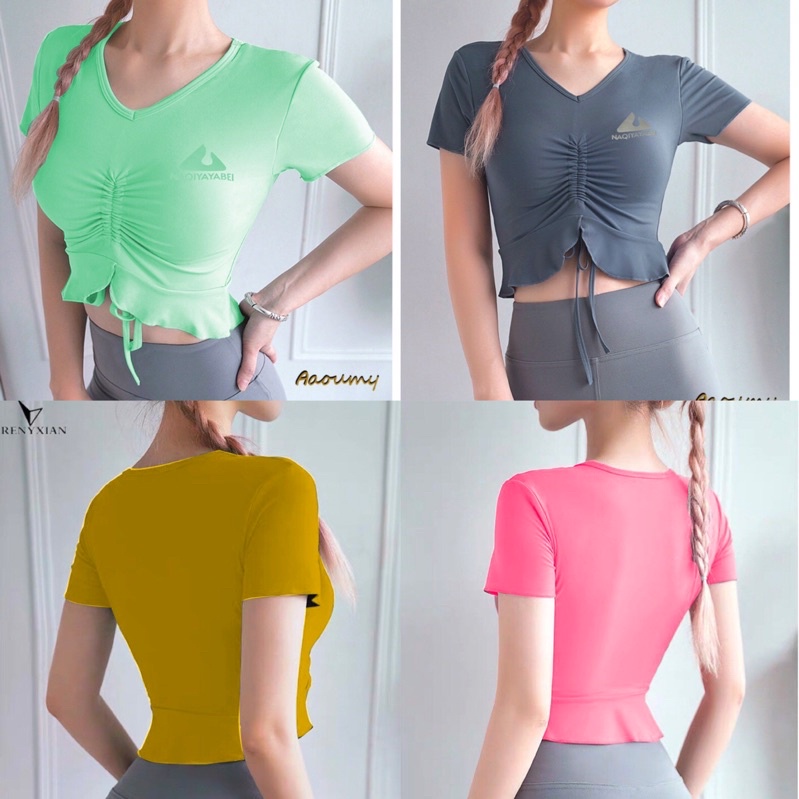 Áo croptop dây rút có mút sẵn