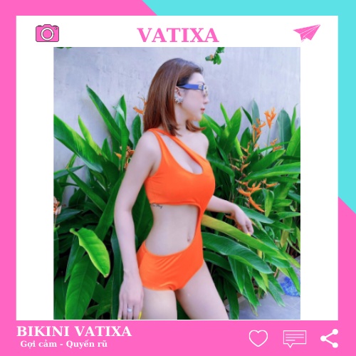 Đồ Bơi Nữ Bikini Liền Thân Khoét Eo Màu Cam Sexy VATIXA BKN41 CAM