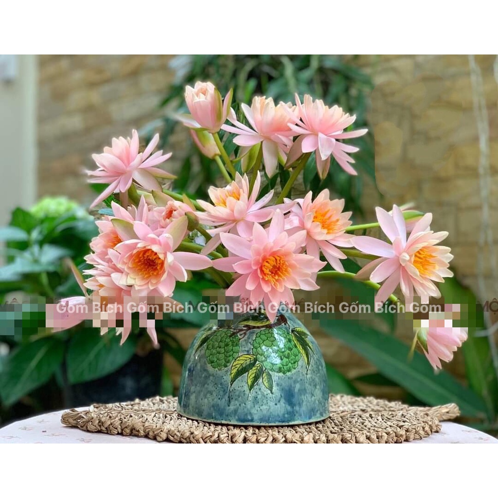 Bình Hoa Lọ Hoa Dáng Đầm Váy Vẽ Tay Gốm Sứ Bát Tràng - Gốm Bích