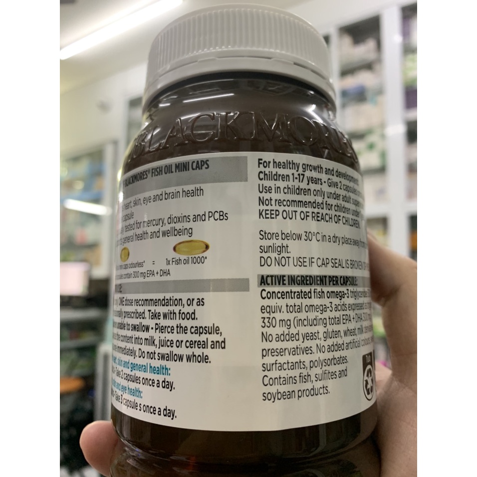 Dầu cá không mùi Blackmore viên mini [ÚC] Blackmores Odourless Fish Oil Mini Caps 400v