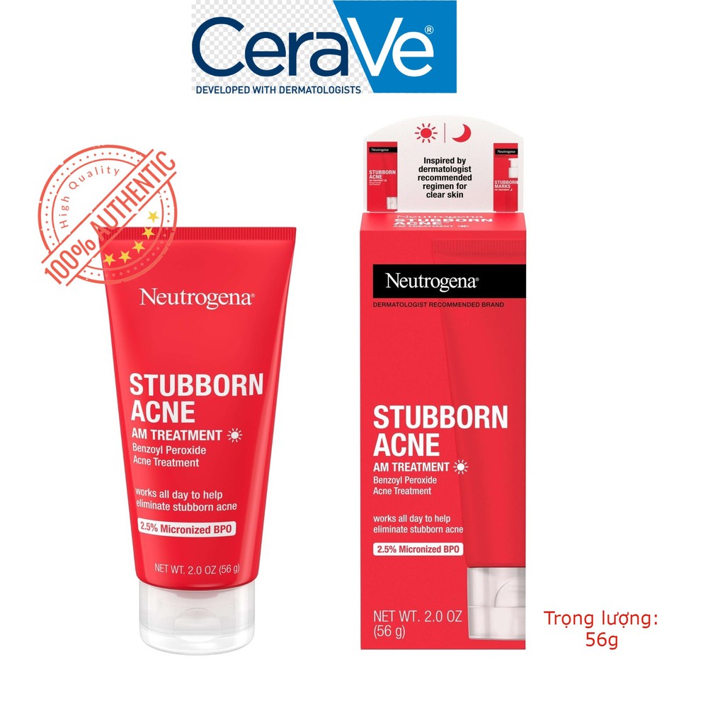 [Hàng Mỹ] Kem ngừa mụn Ban Ngày Neutrogena Stubborn Acne AM Treatment 56g