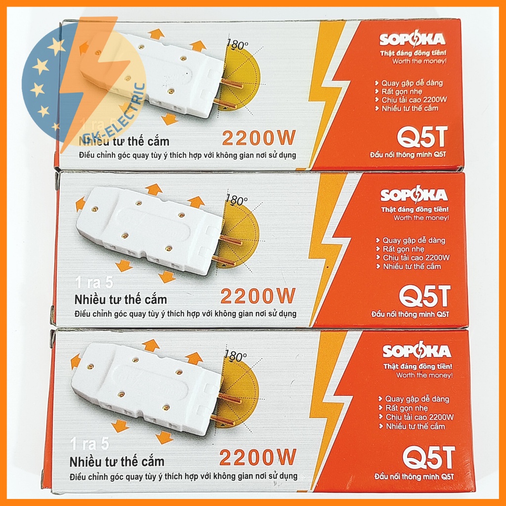 Ổ cắm chia 3, chia 5 SOPOKA chui quay gập 180 độ 2200W