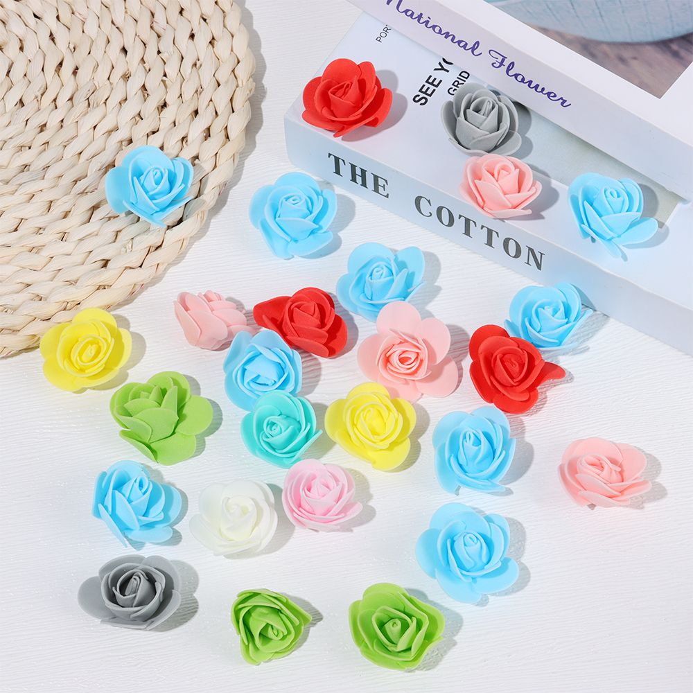 Bộ 50 bông hoa hồng giả 3.5cm chất lượng cao bằng xốp PE nhiều màu sắc chất lượng cao để làm quà thủ công DIY