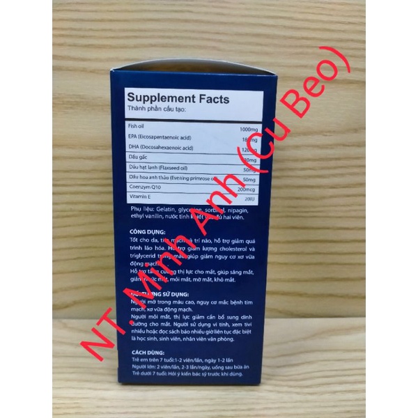 Viên uống dầu cá OMega 3,6,9😍 HÀNG CHÍNH HÃNG😍Sáng mắt, tốt cho tim mạch