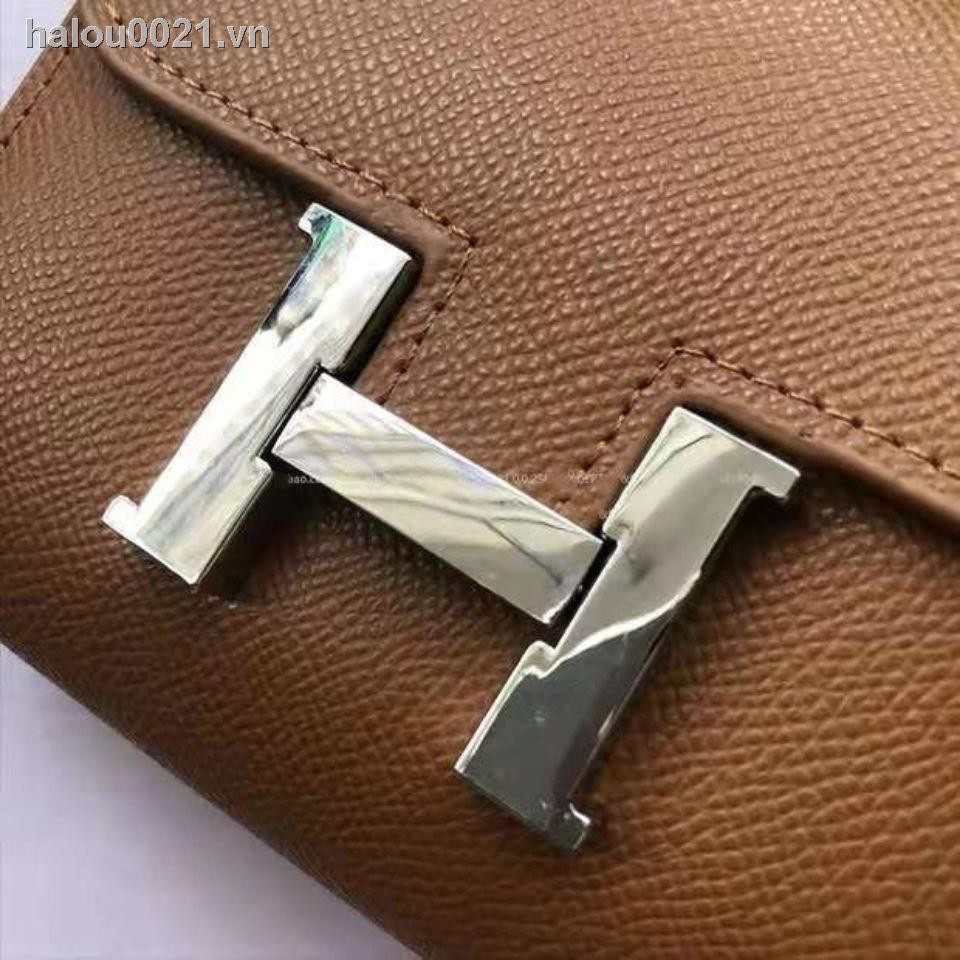 Túi đeo chéo chất da PU dáng vuông mini trang trí khóa hình chữ H phối dây xích hợp thời trang