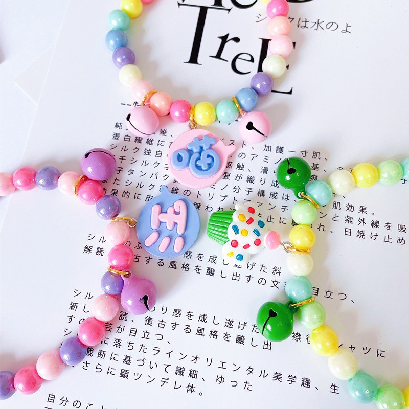 Vòng đeo cổ hạt ngũ sắc CAMQUYTSTORE cho thú cưng chó mèo