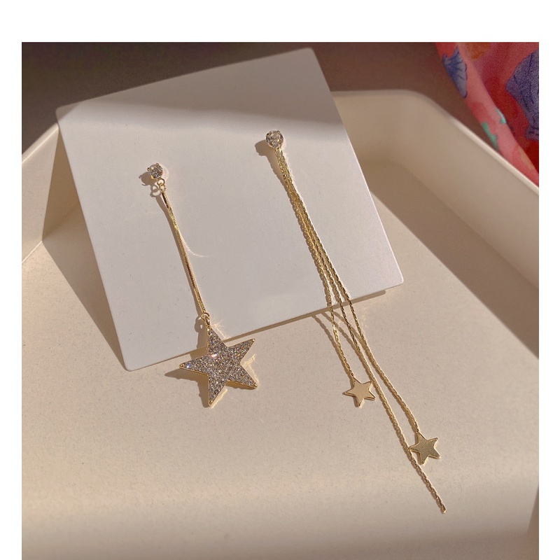 Bông Tai Bạc 925 Dáng Dài Hình Ngôi Sao Phối Tua Rua Thời Trang Cho Nữ