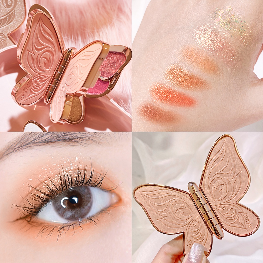 Bảng Phấn Mắt GECOMO 6 Màu Tông Lì Và Kim Tuyến Hình Bướm