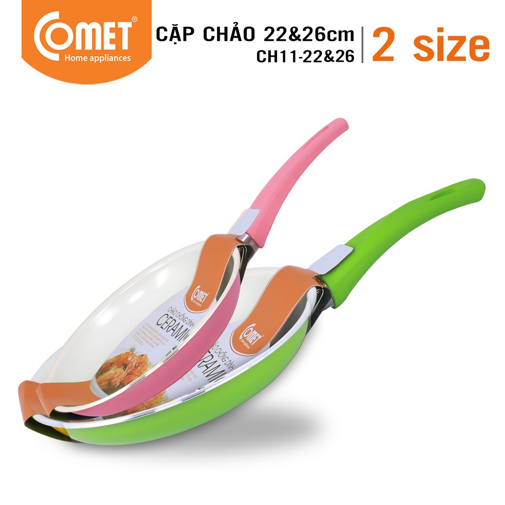 Combo 02 chảo chống dính Ceramic COMET - CH11-22&amp;26