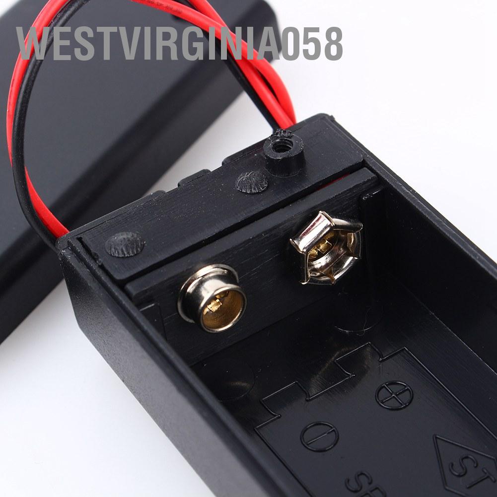 Westvirginia058 9V Volt PP3 Battery Holder Box DC Case w/ Wire Lead ON/OFF Switch Cover Durable