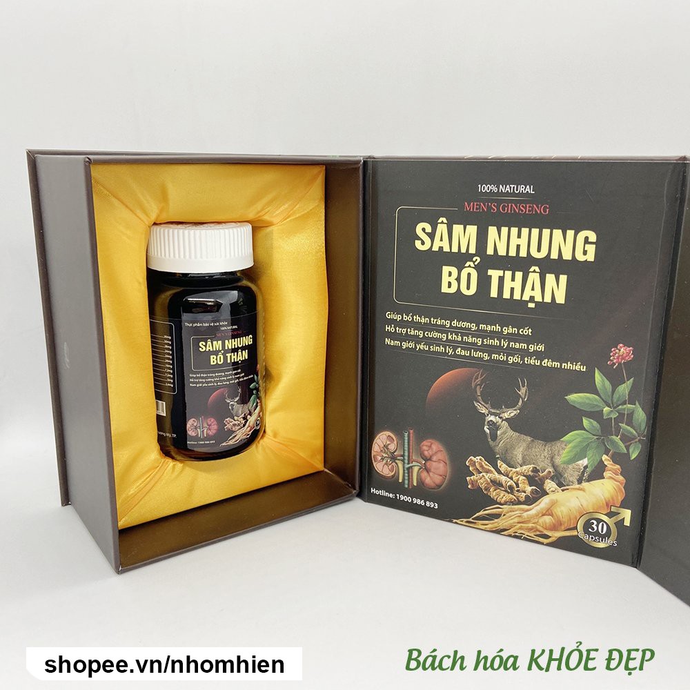 Viên uống tăng cường sinh lý nam Sâm Nhung Bổ Thận giảm đau lưng, mỏi gối, tiểu đêm nhiều - Hộp 30 viên