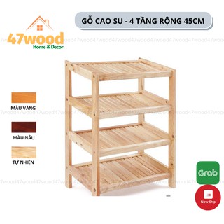 Kệ dép bằng gỗ cao su 4 tầng rộng 45cm