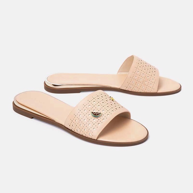 Dép Bệt Nữ 3cm Thời Trang JUNO Quai Ngang Cắt Lazer Charm Trái Cây SD03052