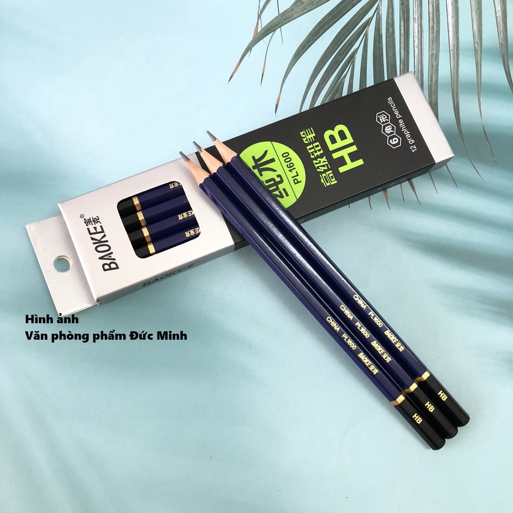 Bút chì gỗ HB Baoke PL1600, thân lục giác, viết nhẹ nhàng, không tẩy - vpp Quế Anh