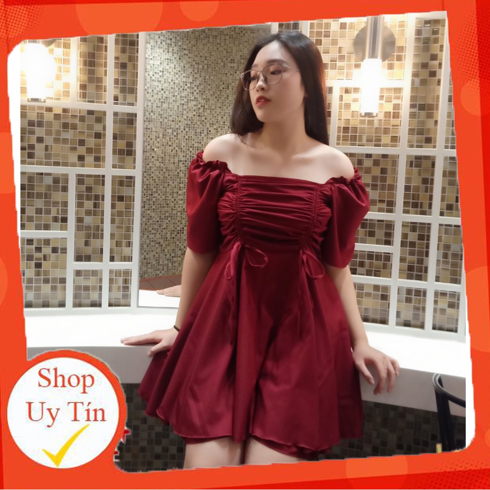 Đầm bigsize🌧⚡️𝐅𝐑𝐄𝐄 𝐒𝐇𝐈𝐏⚡️🌧JUMPSUIT sắc đỏ, vải co giãn (mặc được 2 kiểu)