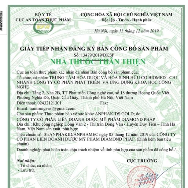ANPHAKIDS GOLD – Giúp bé ăn ngon, ngủ ngon, tăng cường sức đề kháng (30 ống)
