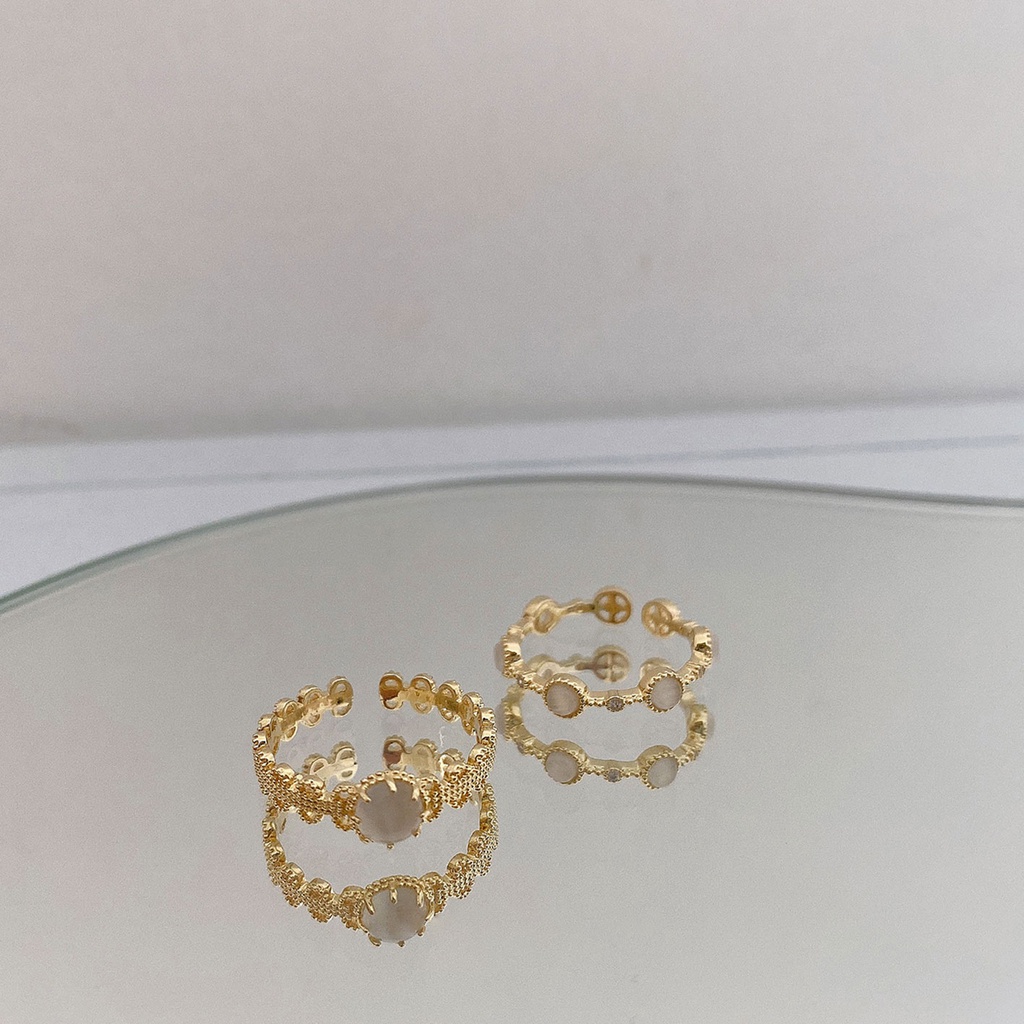 Nhẫn Bạc Đính Đá Opal Phong Cách Thời Trang Hàn Quốc Cho Nữ