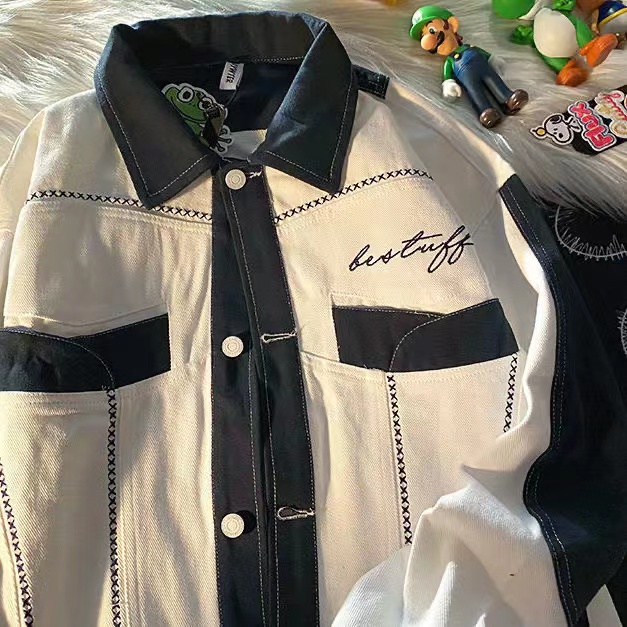 Áo Khoác Bóng Chày Dáng Rộng Màu Sắc Phong Cách Nhật Bản Thời Trang Mùa Thu Cho Nam